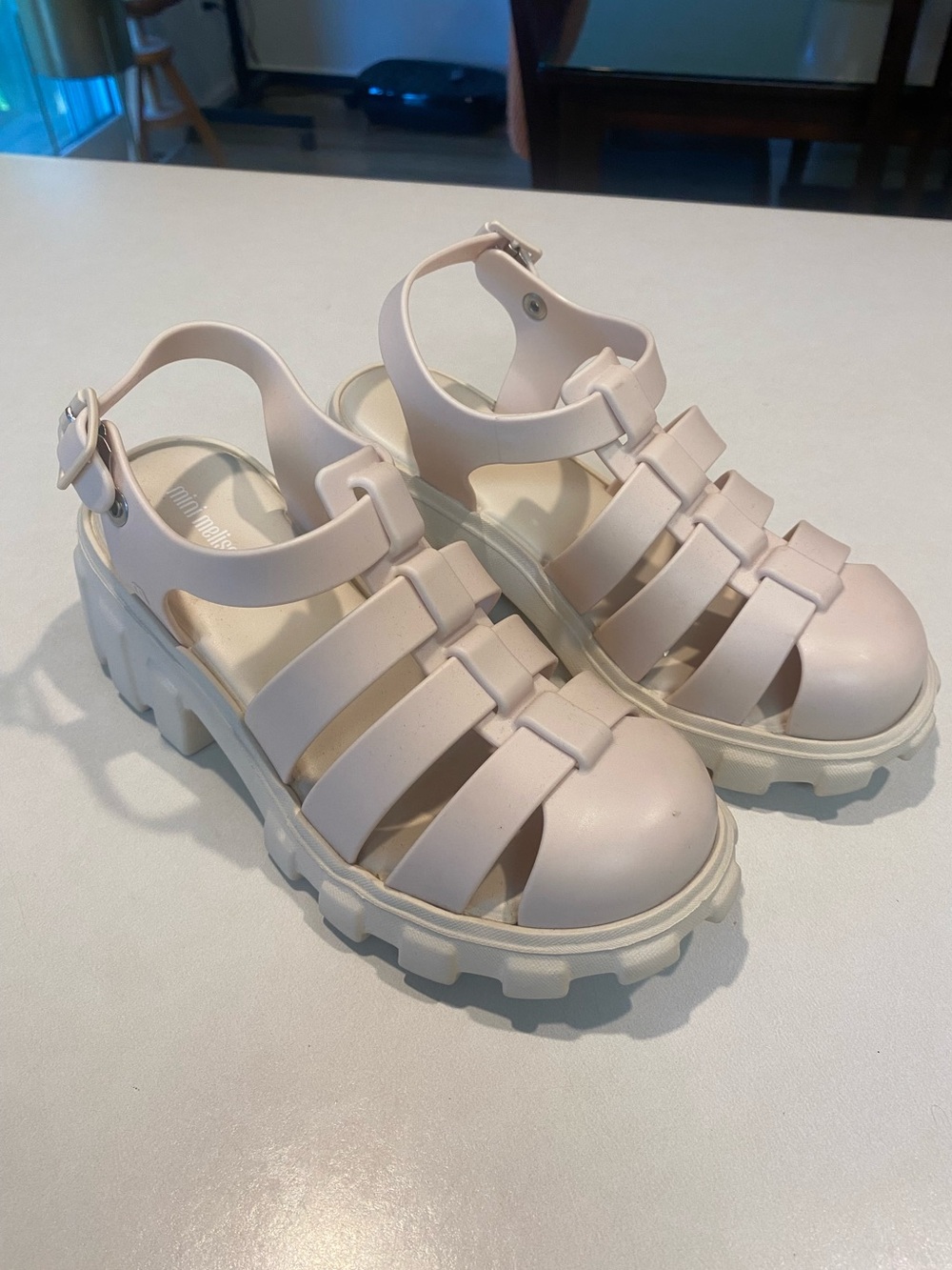 MINI MELISSA NEUTRAL CHUNKY STRAPPY SANDAL TAN COLOR GIRLS WOMENS SZ 4 EU 35